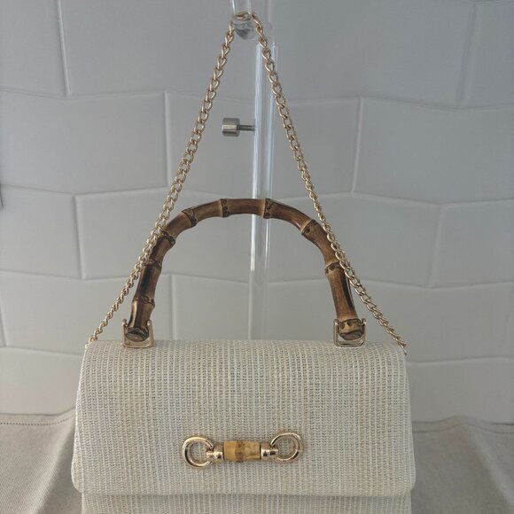 Tommy Bahama Straw Satchel Bag With Bamboo Handle -  Natural Color - Picture 3 of 10